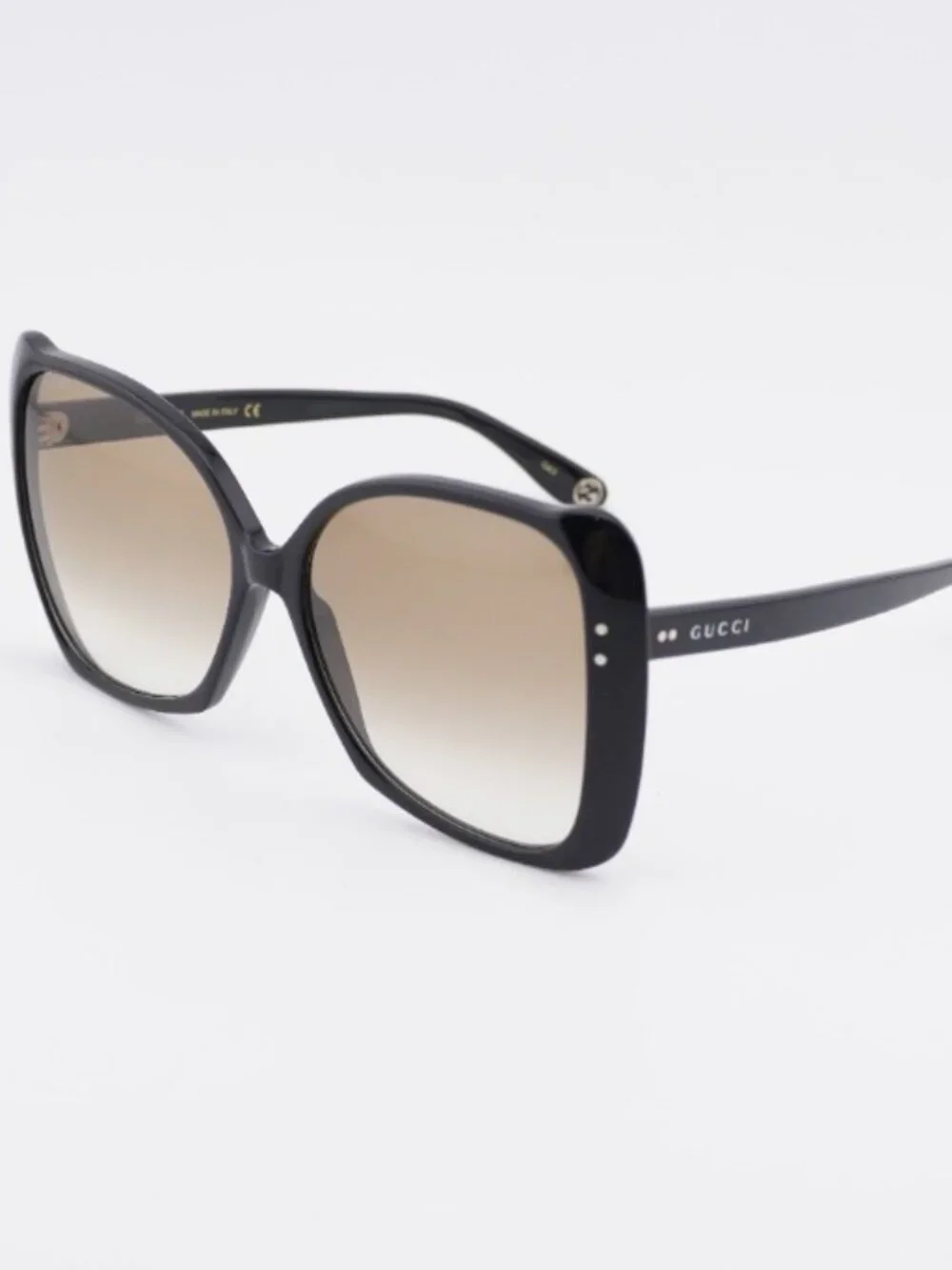 Gucci GG0471S 001 Sunglasses Black Butterfly Frame, Brown Gradient Lenses